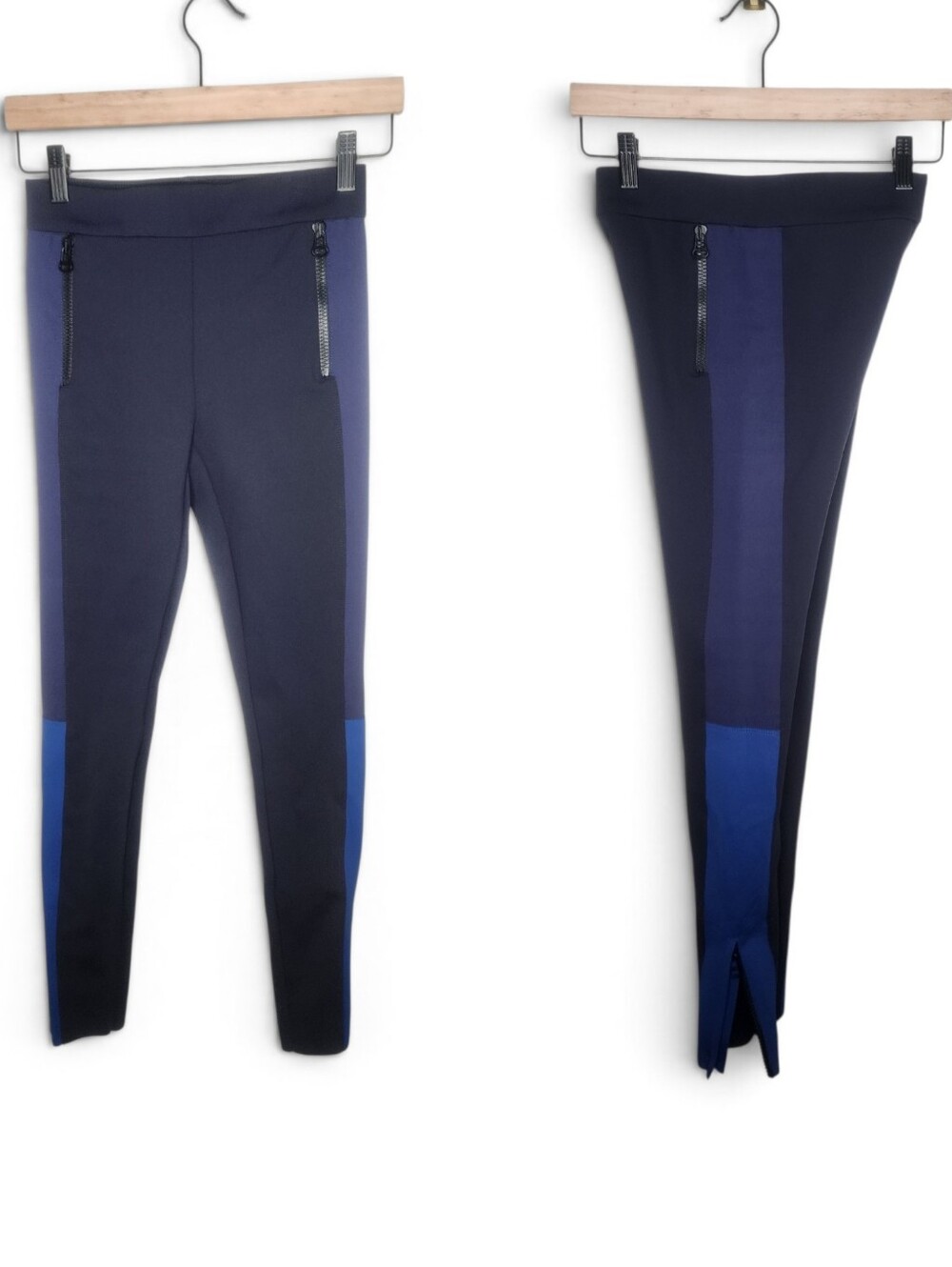 James Perse Y/OSEMITE Matte Scuba Color Block Leggings in Black Blue Size 0
